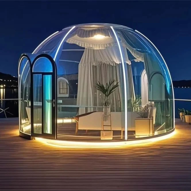 

Современный сборный контейнерный дом для кемпинга на открытом воздухе, курорт, глэмпинг, прозрачная пузырчатая палатка, поликарбонатный купол для отелей, распродажа