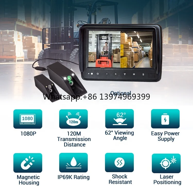 Waterproof IP69K 1080P Magnetic Housing AI BSD Wireless Forklift Camera Safety Solution