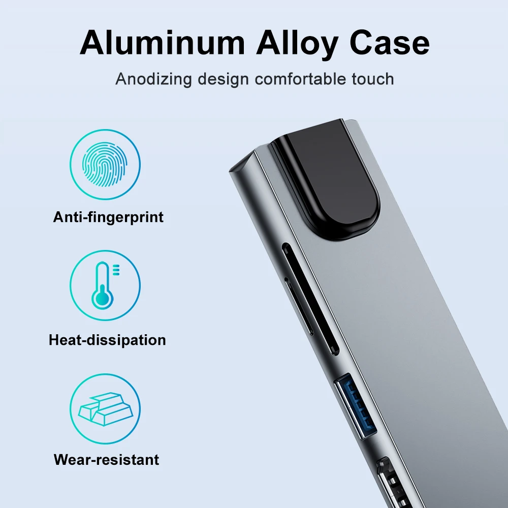Portable USB Hub Docking Station, Multi-Hub Dock, Várias Portas, Extensor USB Portátil para Laptop, Macbook, PC
