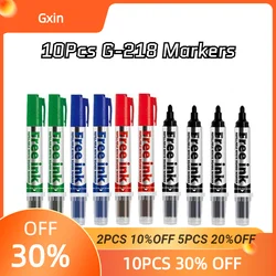 Gxin G-218 10 Pcs Erasable Whiteboard Markers,Colorful,Replaceable Refill,Fiber Tip,Water-based Ink,For Teaching and Meeting Pen