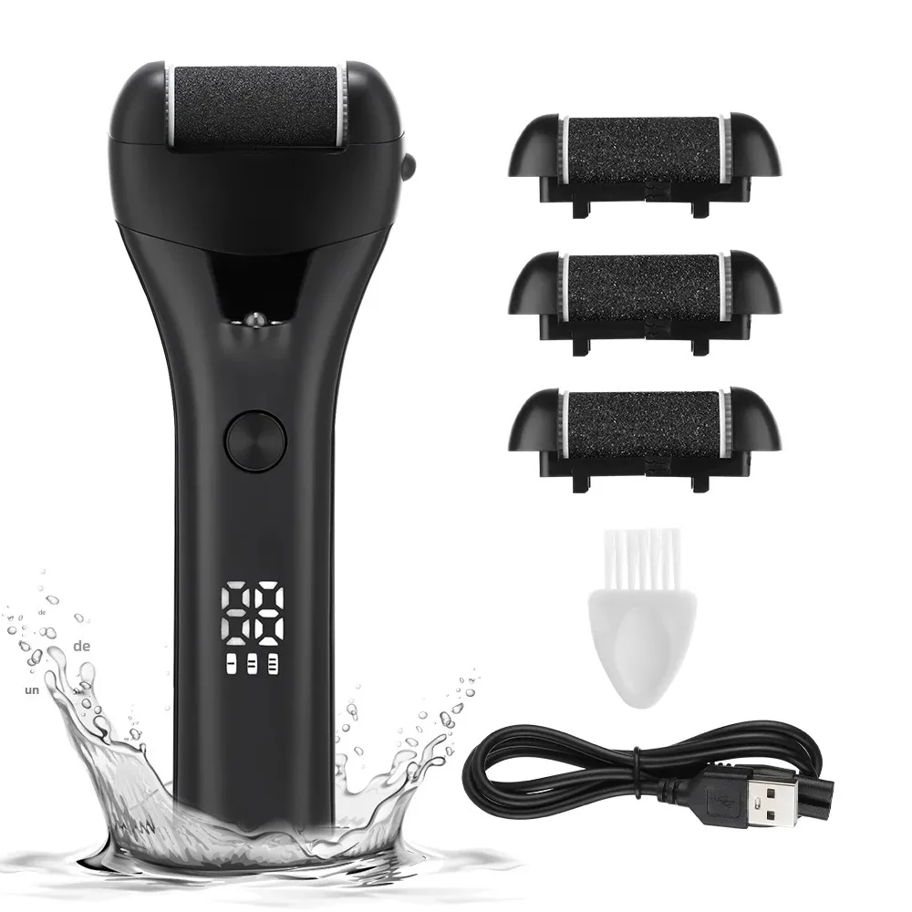 Removedor de callos eléctrico, Lima profesional para pies, máquina de pedicura, 3 cabezales, IPX4, resistente al agua, recargable, depurador de piel muerta