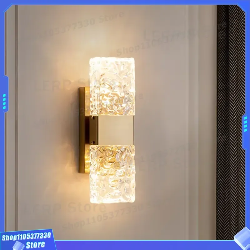Modern LED Crystal Wall Lamp Luxury Metal Sconce Warm Light Fixture for Bedroom Bedside Living Room Home Decor Lighting