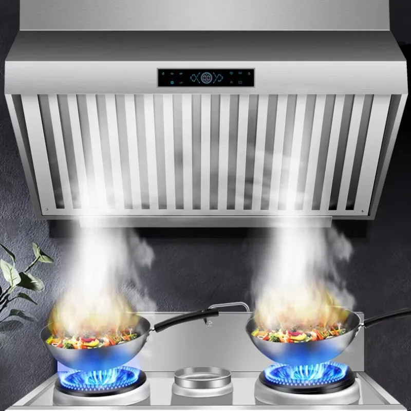 1.5m Stainless Steel Exhaust Hood Commercial Kitchen Range Hood Hotel Double Motor Large Suction Range Hood Touch