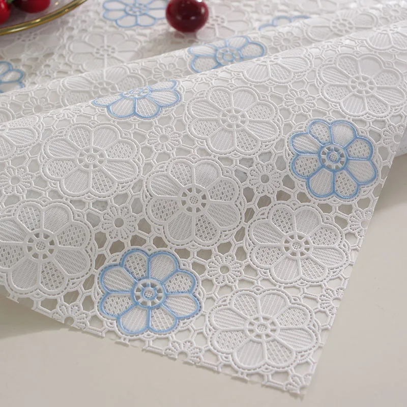 Tablecloth Waterproof and Erasable Rectangular Dining Table Cloth Western Dining Coffee Table Cover Cloth White Skyblue