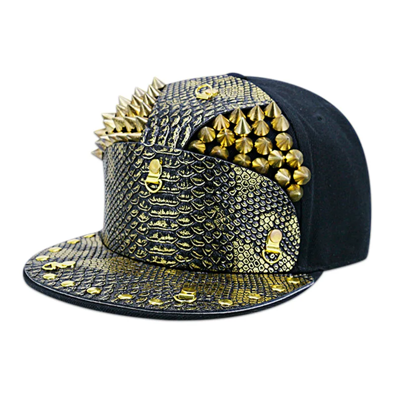 Men Women Cool Rivet Leopard Flower Snake Skin Sport Baseball Cap Sunscreen Punk Hip Hop Street Dance Performance Sun Hat C5