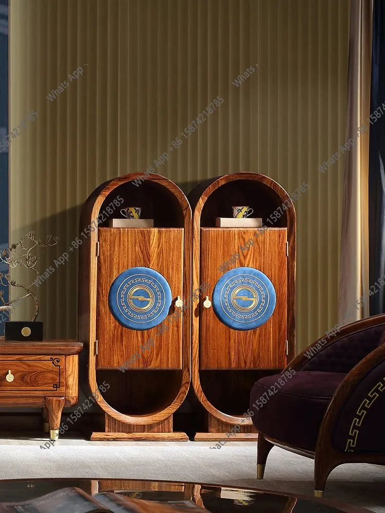 R Nordic Modern Italian Porch Cabinet New Chinese Ebony All Solid Wood TV Cabinet Floor Cabinet Modern Decorative Locker Wine Ca