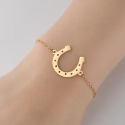 Punk Horse shoe Chain Bracelet for Women Statement Trendy Stainless Steel U Shape Charm Bracelet Jewelry Party Gifts New