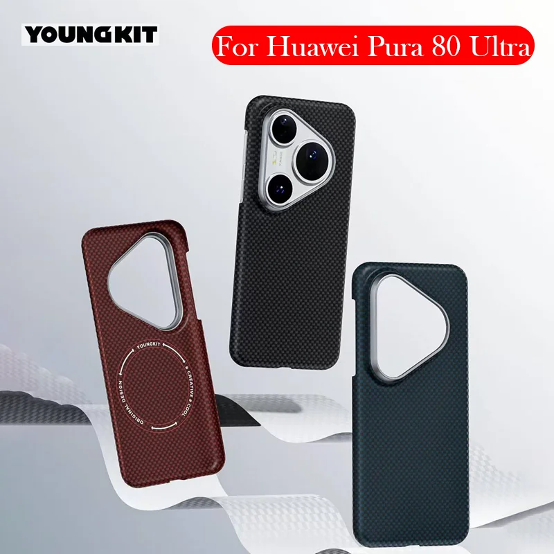 

YOUNGKIT Kevlar Magnetic Case For Huawei Pura 80 UltraCarbon Fibre Back Cover Case for HUAWEI PURA 80 Pro Pro+