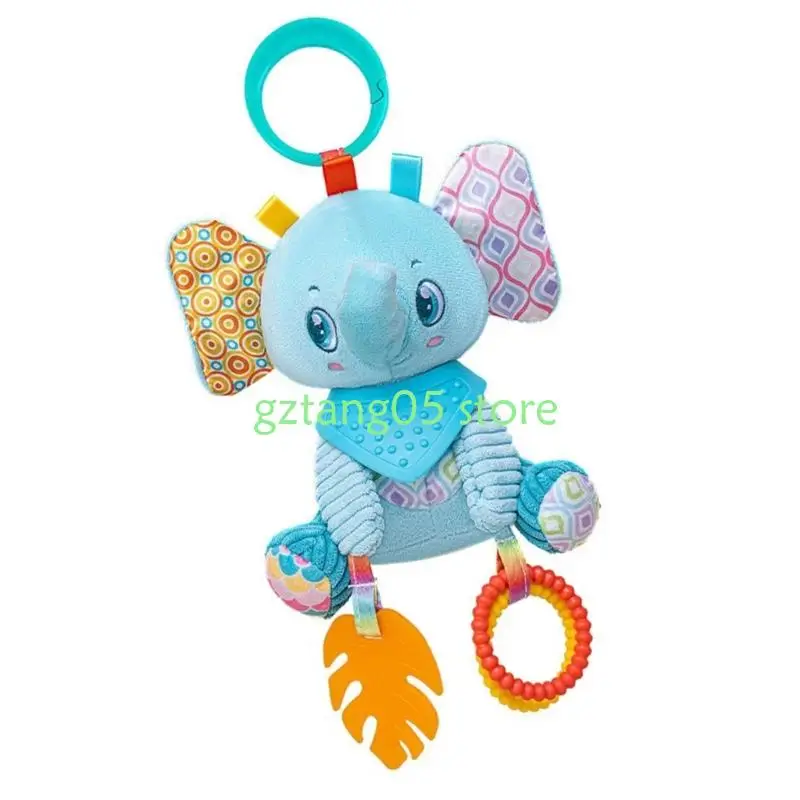 57EE لعبة حسية تنموية لمقاعد السيارة لعربات الأطفال دمية على شكل حيوان من القطيفة مع مؤثرات صوتية وخطوبة بصرية #4