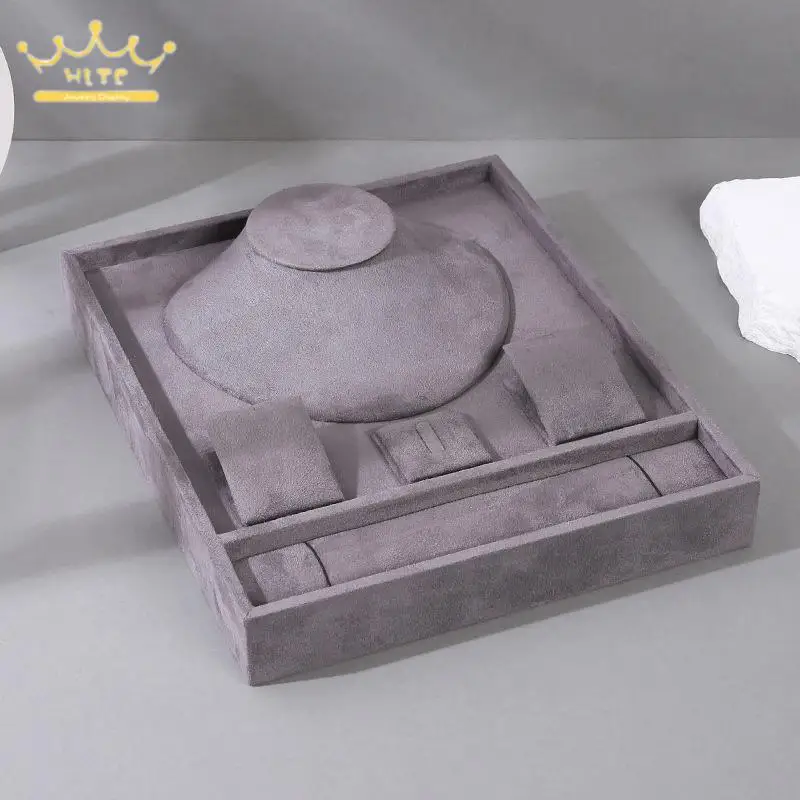 Stackable Set Jewelry Display Rack Microfiber Multi-Function Jewelry Organizer Tray Ring Bracelet Necklace Storage Holder