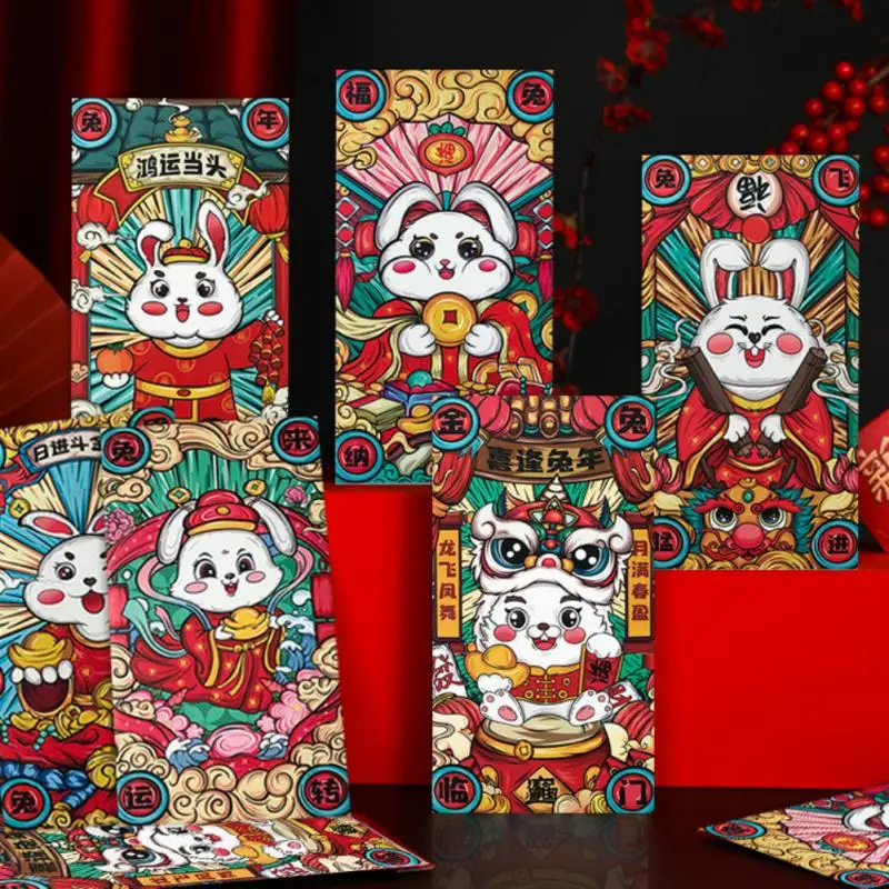 2023 Wedding Lucky Packets Gift Bag Chinese New Year Red Envelopes Cartoon Rabbit Red Envelopes Spring Festival Money Pockets