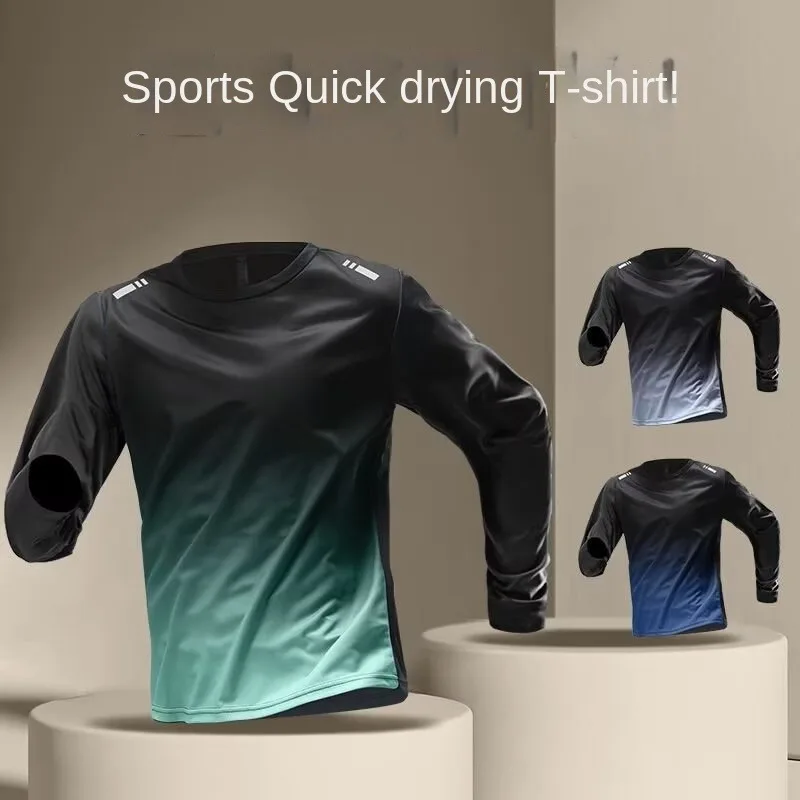 Langärmliges Herren-T-Shirt, Sportoberteil für den Frühling, neuer Stil für Laufen, Fitnesstraining, Outdoor-Wanderkleidung für Frühling und – Detail 6