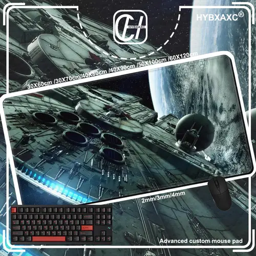 Imagen 2 del producto Alfombrilla de ratón para Gamer, accesorios para juegos impresos en HD, alfombrilla para ratón S-Star W-Wars Millennium Falcon, alfombrilla de escritorio extendida de goma, alfombra para PC de oficina