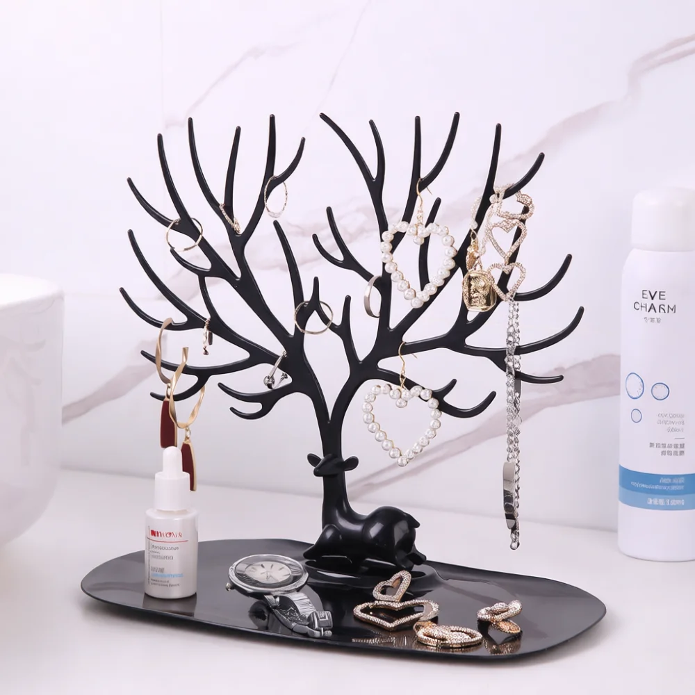 Creative Deer Horn Earring Holder Stand Tree Branch Jewelry Organizer Necklace Storage Rack Decorative Display Tool