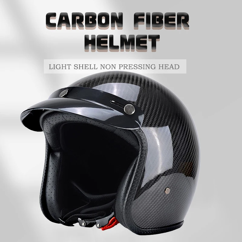 

Carbon Fiber Helmet Retro Half Helmet Pedal Motorcycle Men Women Suitable For All Seasons 3C Safety Certification Helme