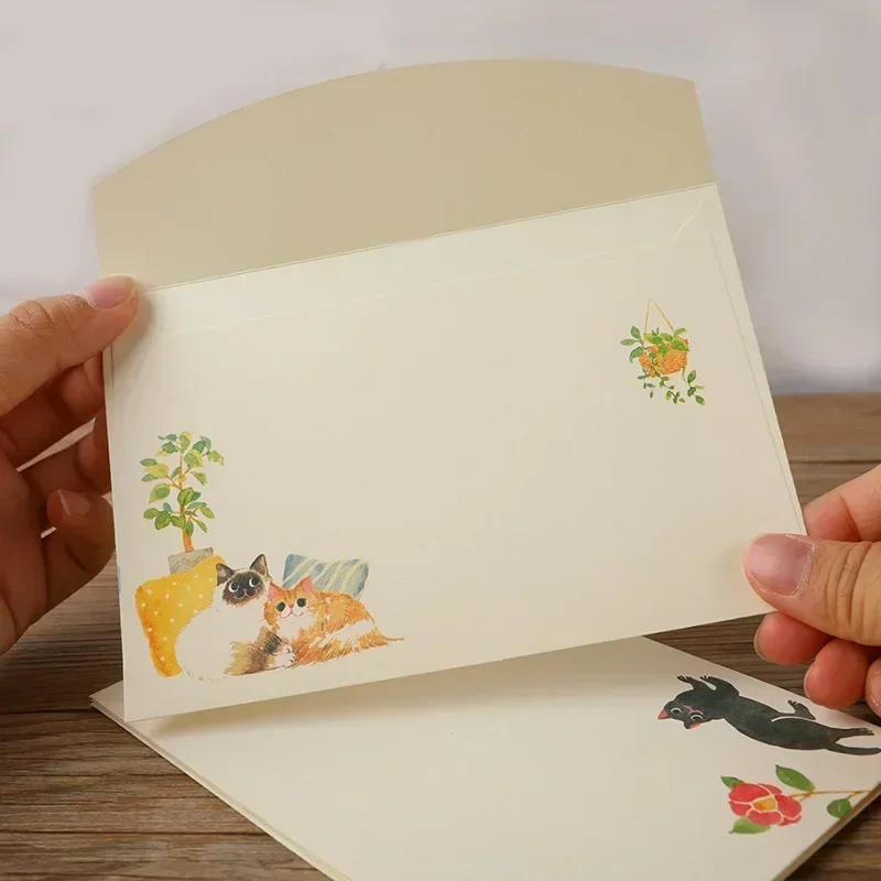 10 pz Buste Kawaii per Blocchi per Lettere Gatti Simpatici Lettera Pad Copertura FAI DA TE Festa di Nozze Invito Carta di Copertura Confezione Regalo di Cancelleria