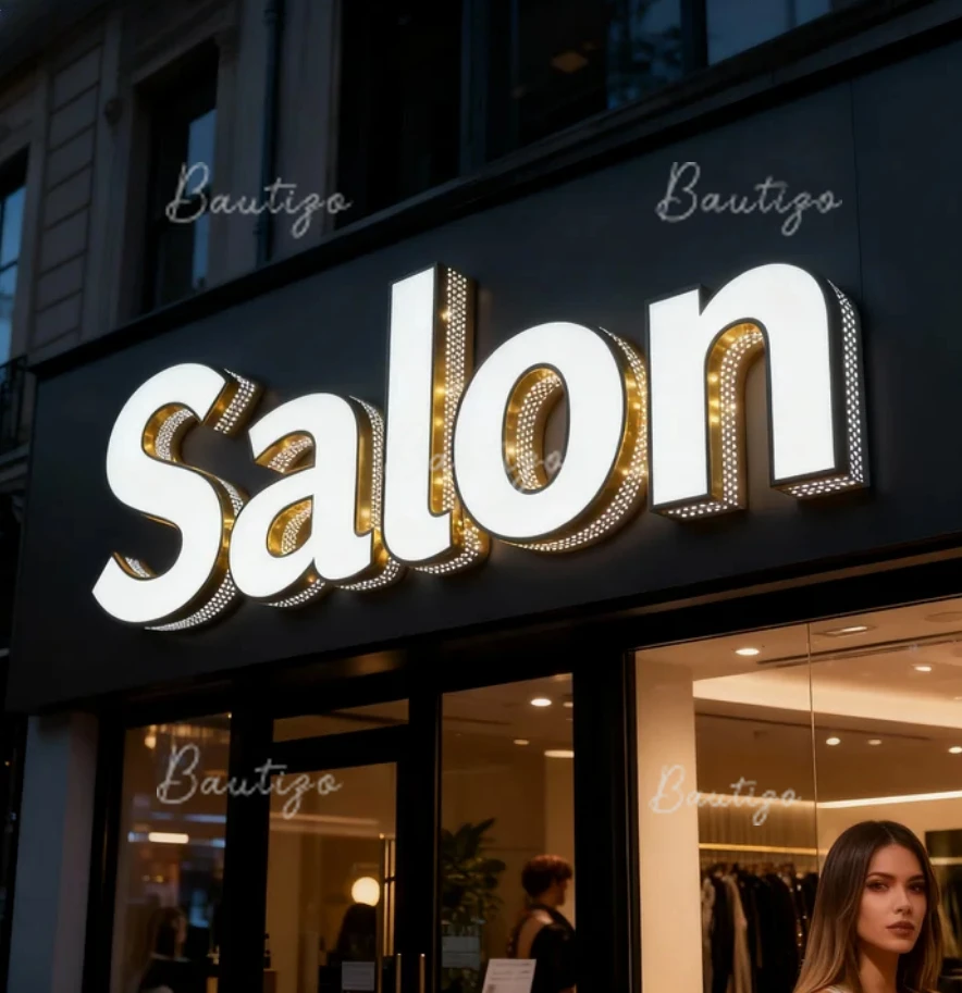 علامات الأعمال شعار Led مخصص ضوء تسجيل رسائل النيون كبير مضيئة جدار الاكريليك الفاخرة العلامة التجارية متجر لافتات خلف الزخرفية #4