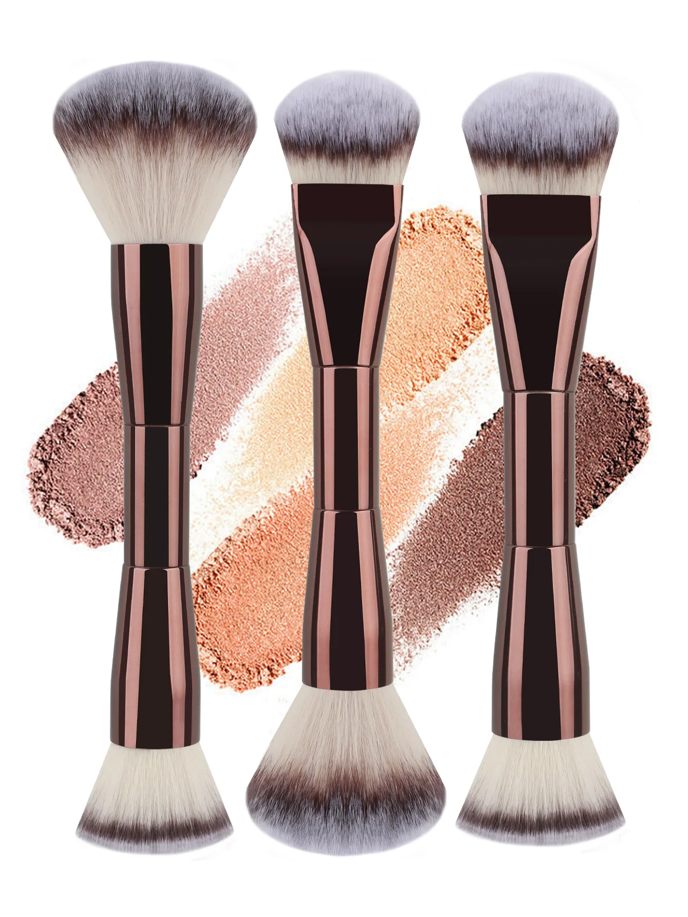 1PCS Dual-ended Makeup Brush  Reversible Kabuki Makeup Brushes Contour Brushes for Foundation Concealer Cream Cosmetics Bronzing