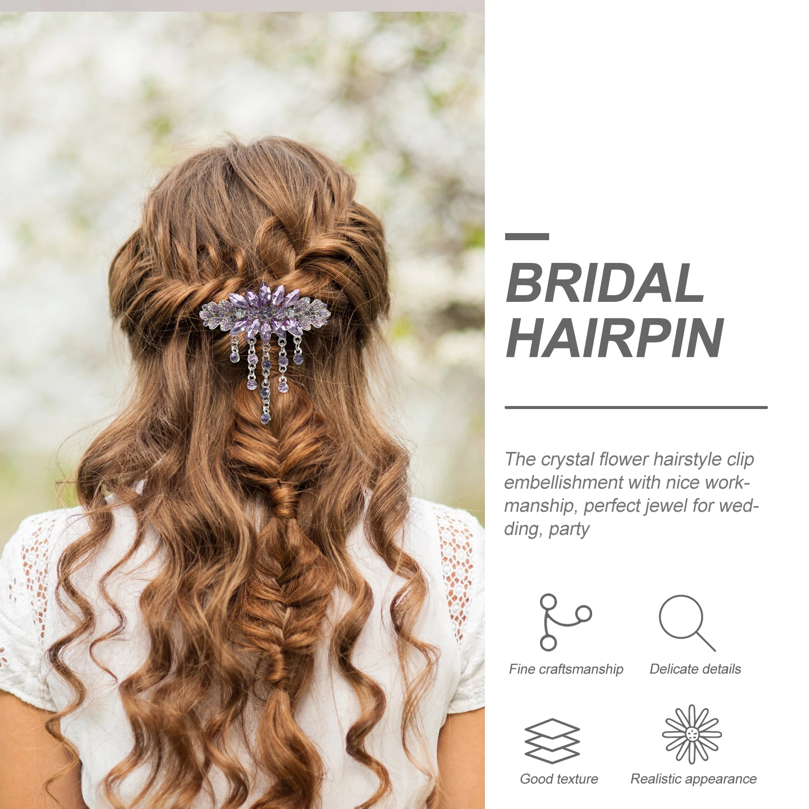 

Grip Rhinestone Flower Headwear Hair Clips Wedding Purple Alloy Jewels for Girls Miss