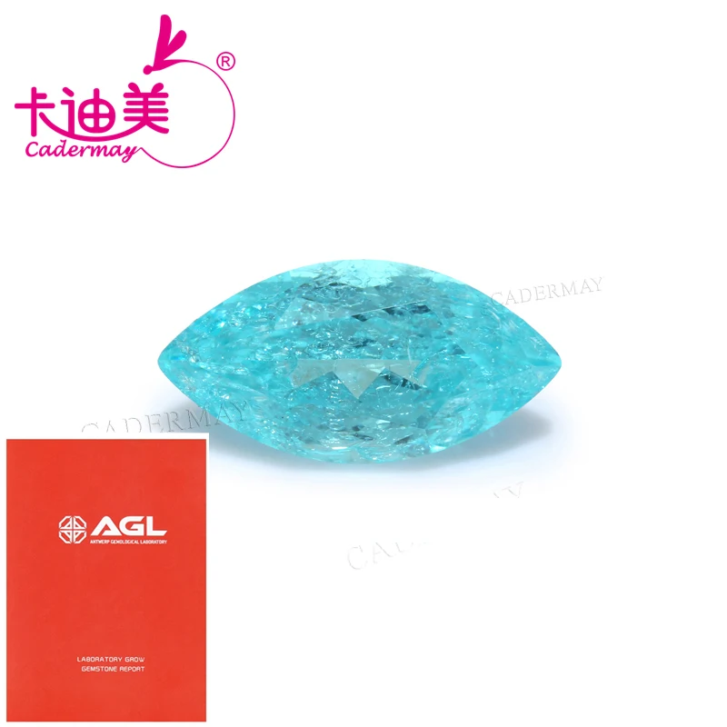

Paraiba Neon Blue Color Lab Grown Yttrium Aluminum Garnet Stone With Ice Crack Inclusions Marquise For Inlaid Jewelry Making DIY