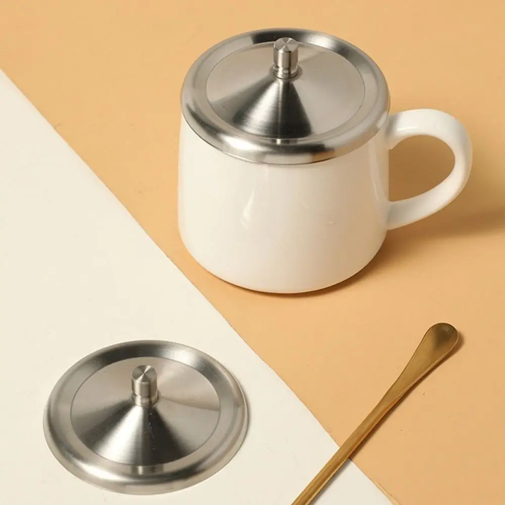 1Pcs with Convex Handle Mug Cover Heat Temperature Preserve Stainless Steel Cup Protective Cap 8/8.5/10.2/10.5/12.3cm Dust Free