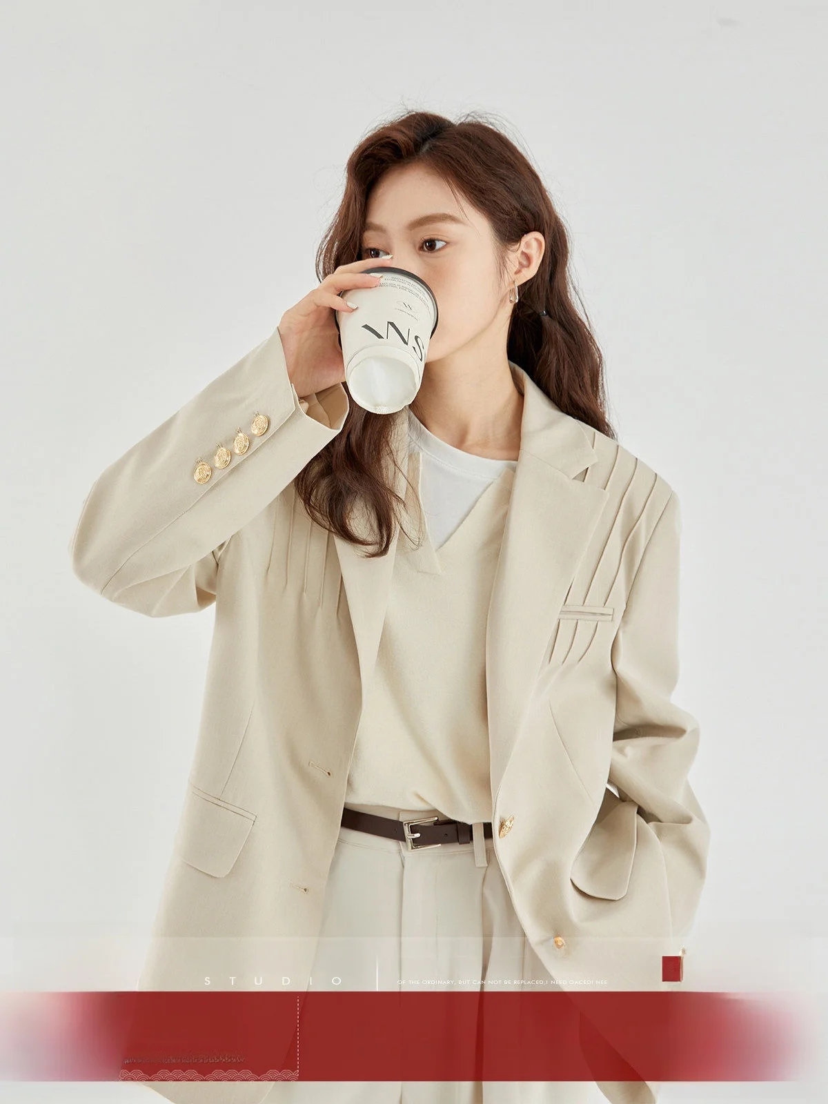 

MOZAO Casual Women's Suit Jaet Design Sensation ort Sle Autumn New Arrival Ele Aosphere Commute Scenarios Pure Color