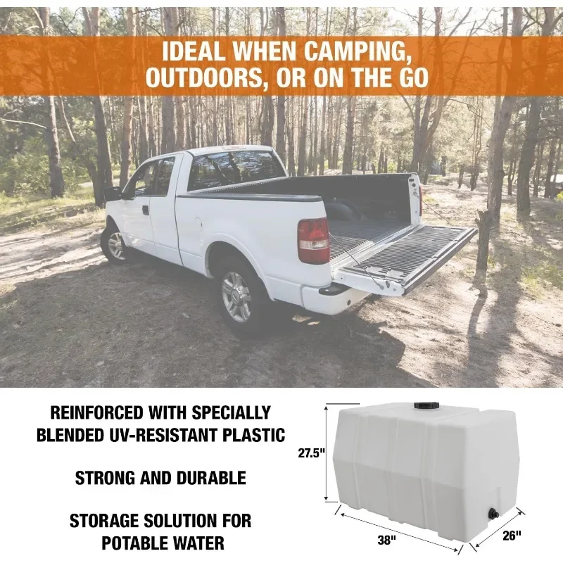 شعبية. 82123929   خزان مربع أفقي 100 جالون، صنع في الولايات المتحدة الأمريكية، خزان بولي لمياه الزراعة والسوائل غير القابلة للاشتعال