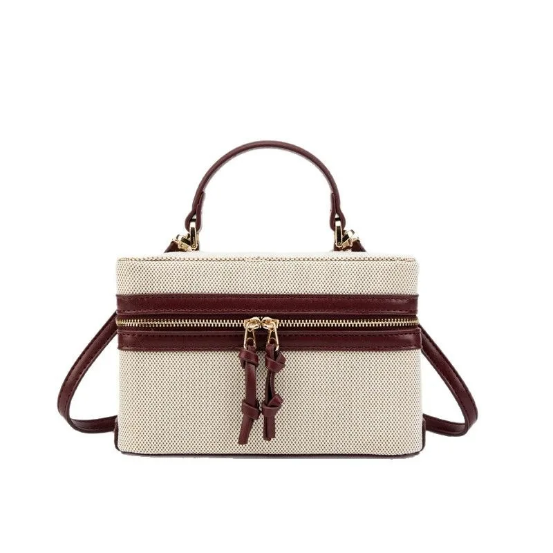 

2025 new fashion popular camera handbag hard fashion canvas small square bag modern retro shoulder mini box crossbody bags