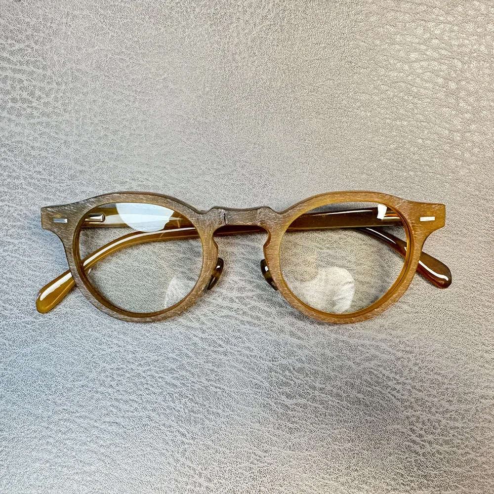 Eyeglass Frames Unique Vintage Rough Myopia Eyeglasses Handmade Light Coffee Horn Reading Prescription Lenses Men Glasses Frames