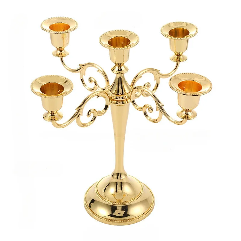 Metal Candle Holder Retro 1,3, 5 Arms Candle Holder Dinner Hotel Home Decor Romantic Retro Candlestick Silver Gold Black Bronze