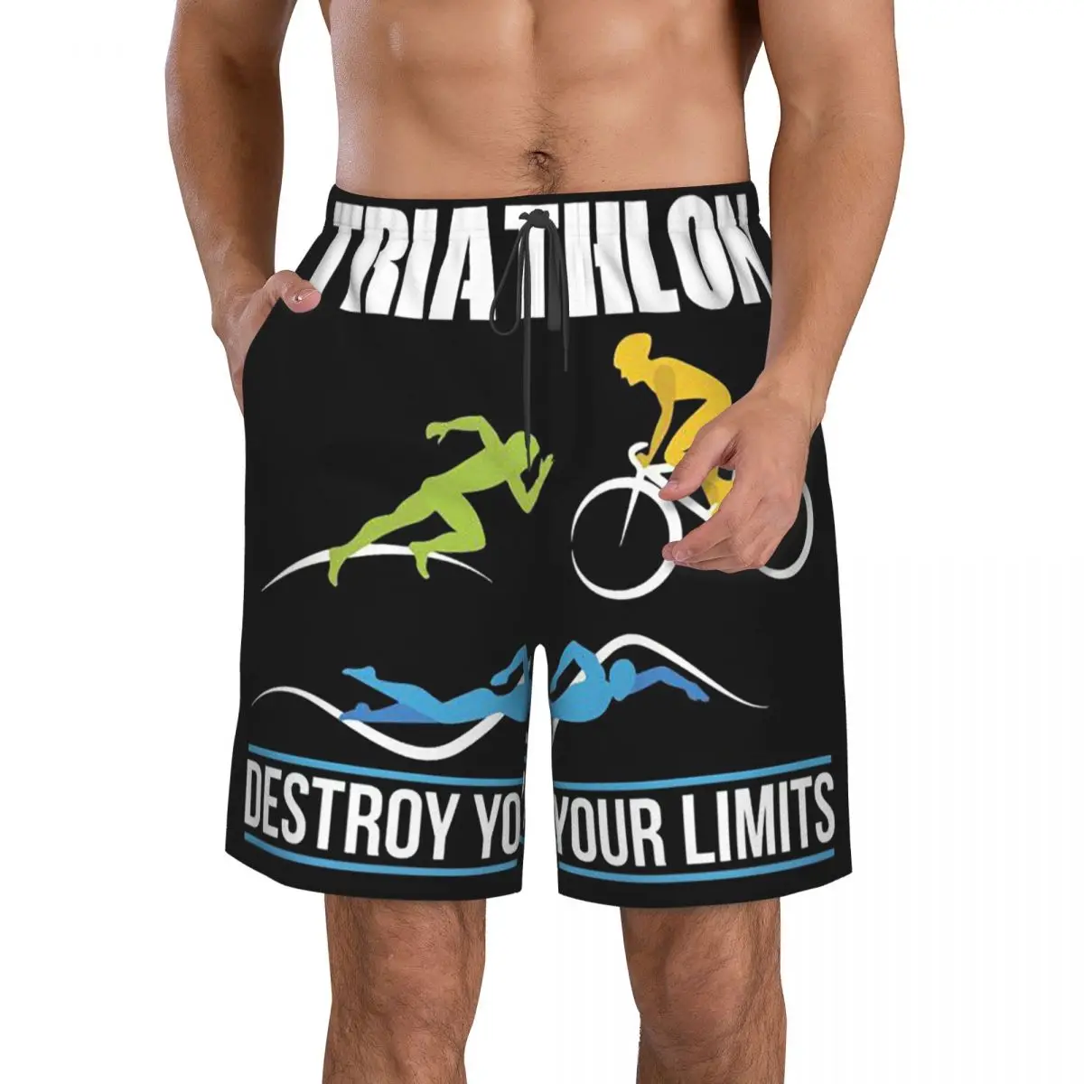 

Triathlon Swimming Cycling Running Trunks Beach Board Shorts Casual Quick Dry Swim Summer Men Pants