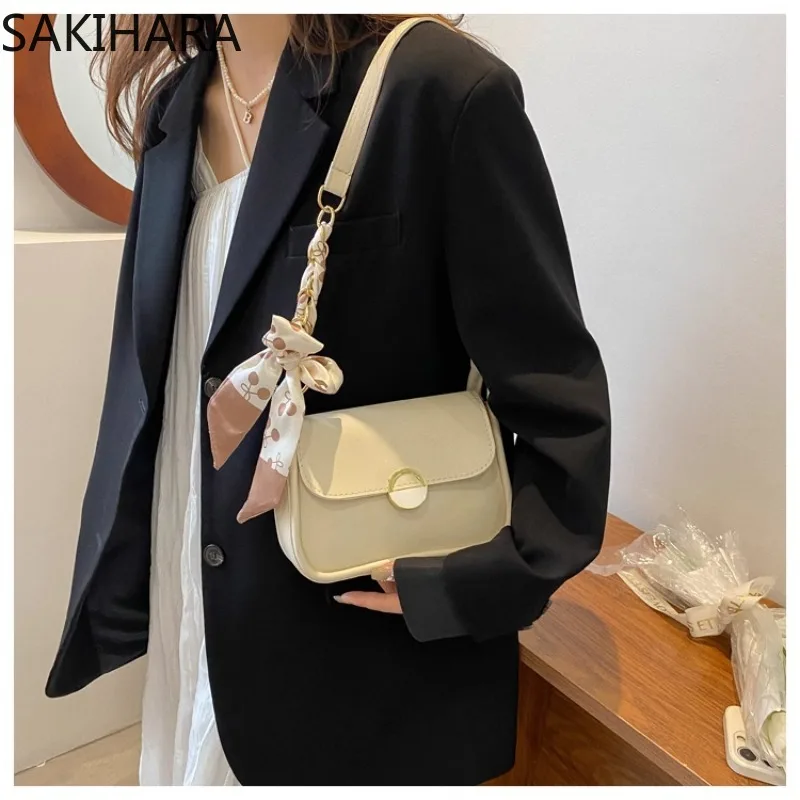 

Crossbody Bags for Women Elegant Bow All Match Casual Fashion Ins Solid Color PU Leather Sweet Office Lady Korean Shoudler Bag