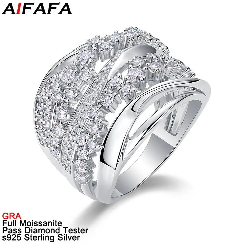 Full D Color Moissanite Lab Diamond Rings for Women s925 Silver All Moissanita Wedding Ring Plated 18k Platinum Fine Jewelry