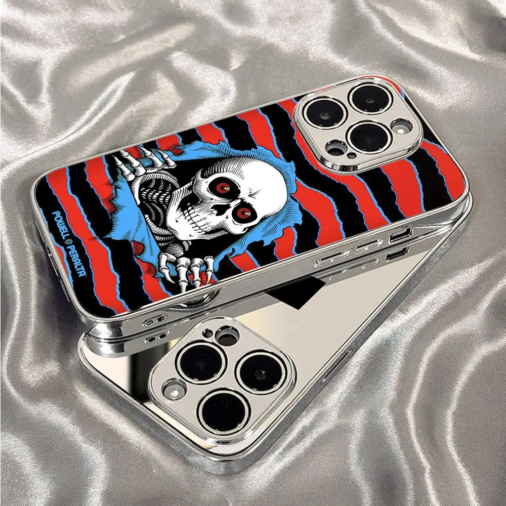 P-Powell P-Peralta Phone Case For iPhone 17 16 15 14 13 12 Pro Max Plus Electroplated Metal Bumper Case Slim Tempered Glass Back