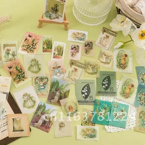 

40Pcs/Bag Vintage Romantic Flowers Meaning Paper Sticker Package DIY Diary Decoration Label Sticker Album Scrapbooking