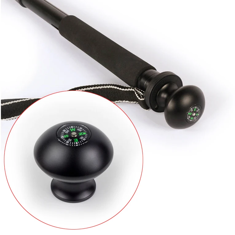 Trípode monopié de 1/4 "y 3/8" con mango adaptador, palo para caminar, brújula, Alpenstock