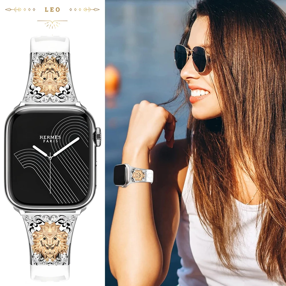 Silicone zodiac Sports Bracelet Suitable for Apple Watch Series 38/40/41/42/44/45mm watch band iwatch Series Ultra 9/8/7/6/5/4 ﻿