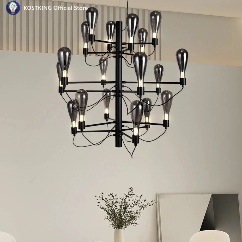 

Designer Black Chandelier 80cm 100cm Living Room Decor Moden Art Hanging Lighting Bedroom Dining Room Ceiling Suspension Lamp
