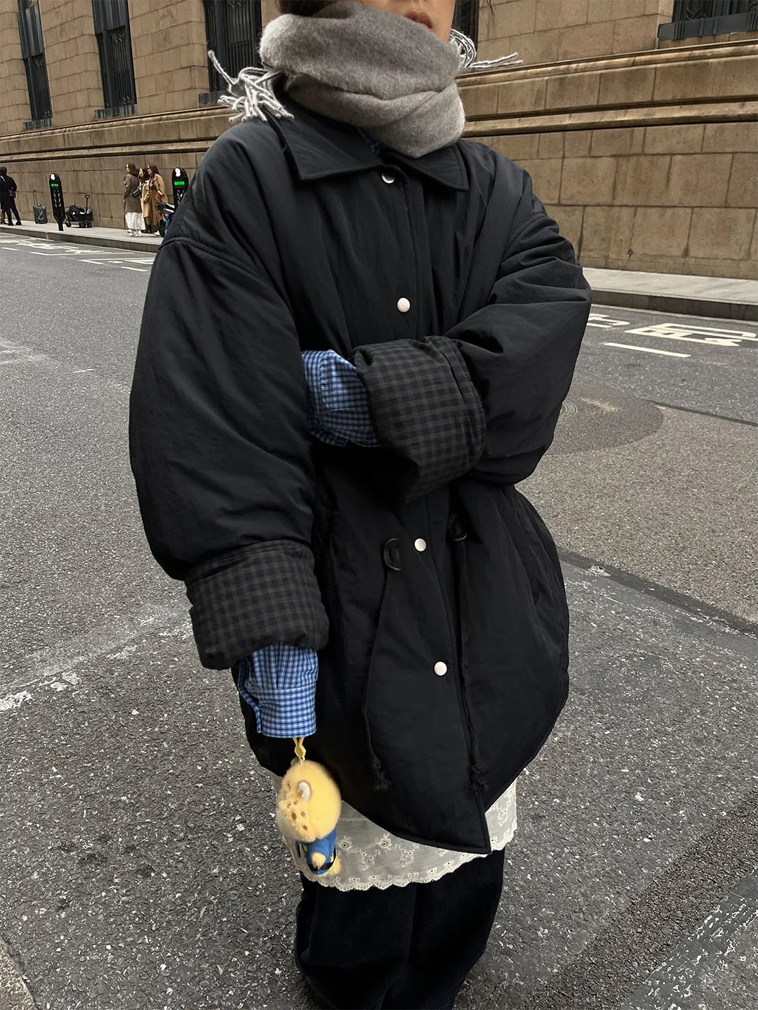 

Ультратеплая клетчатая хлопковая куртка Double Happin, двусторонняя, в стиле ретро, с длинными рукавами, свободного кроя, женское пальто без бренда