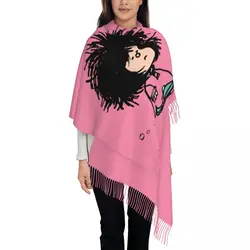 Mafalda With Nightgown Quino Argentina Cartoon Shawl Wrap for Women Warm Large Long Scarf Reversible Shawl Scarves