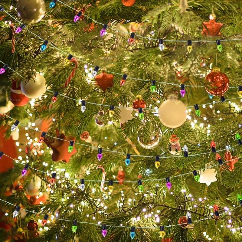 5M Christmas Decoration Light String Xmas Wreath DIY Color Bulb Ornaments Pendant Noel Decor Home Decoration Natal Navidad
