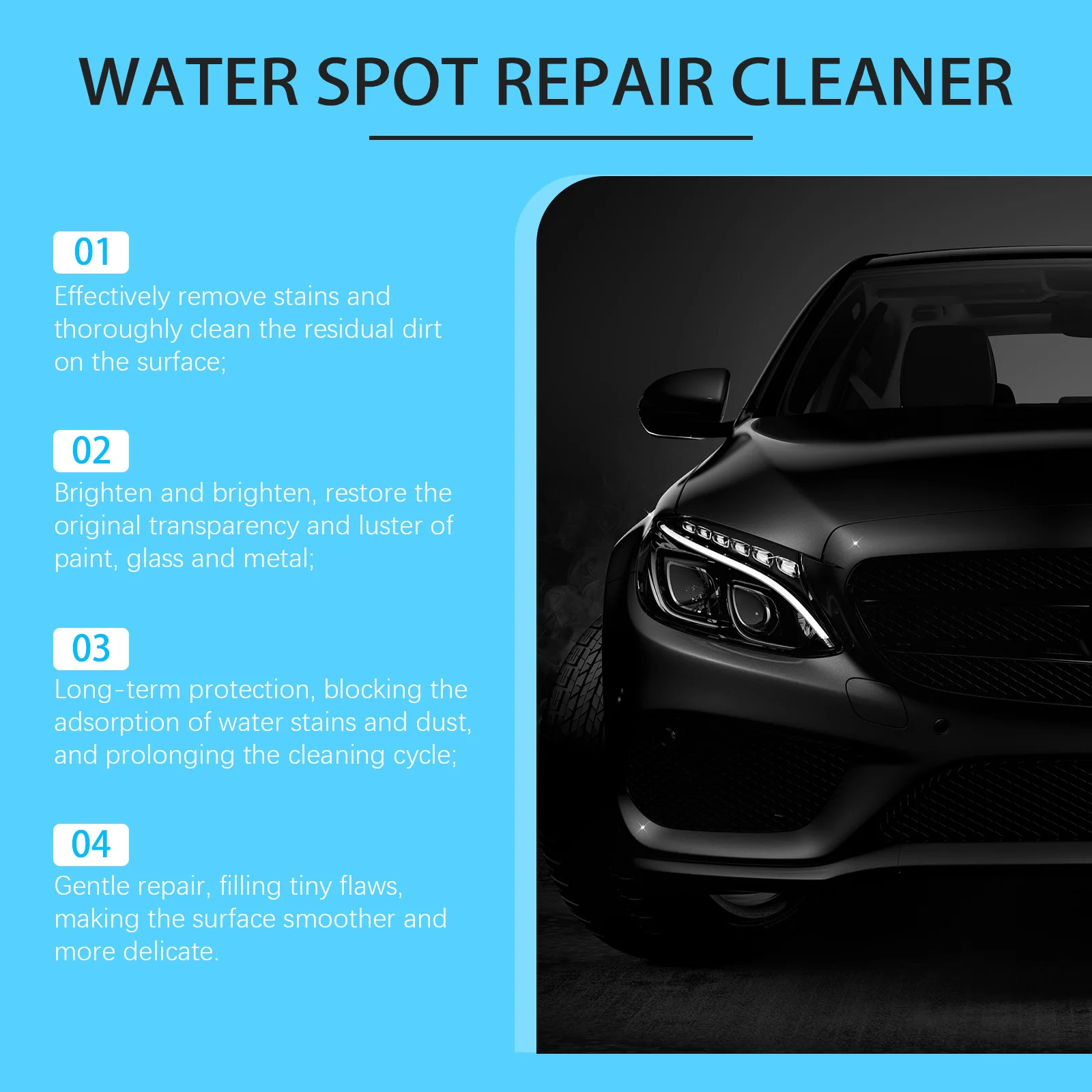 Car Water Spot Remover Hydrophobic Rainproof Long-Lasting Metal Windshield Detailing Restores Shine Clear Vision Car Care Agent
