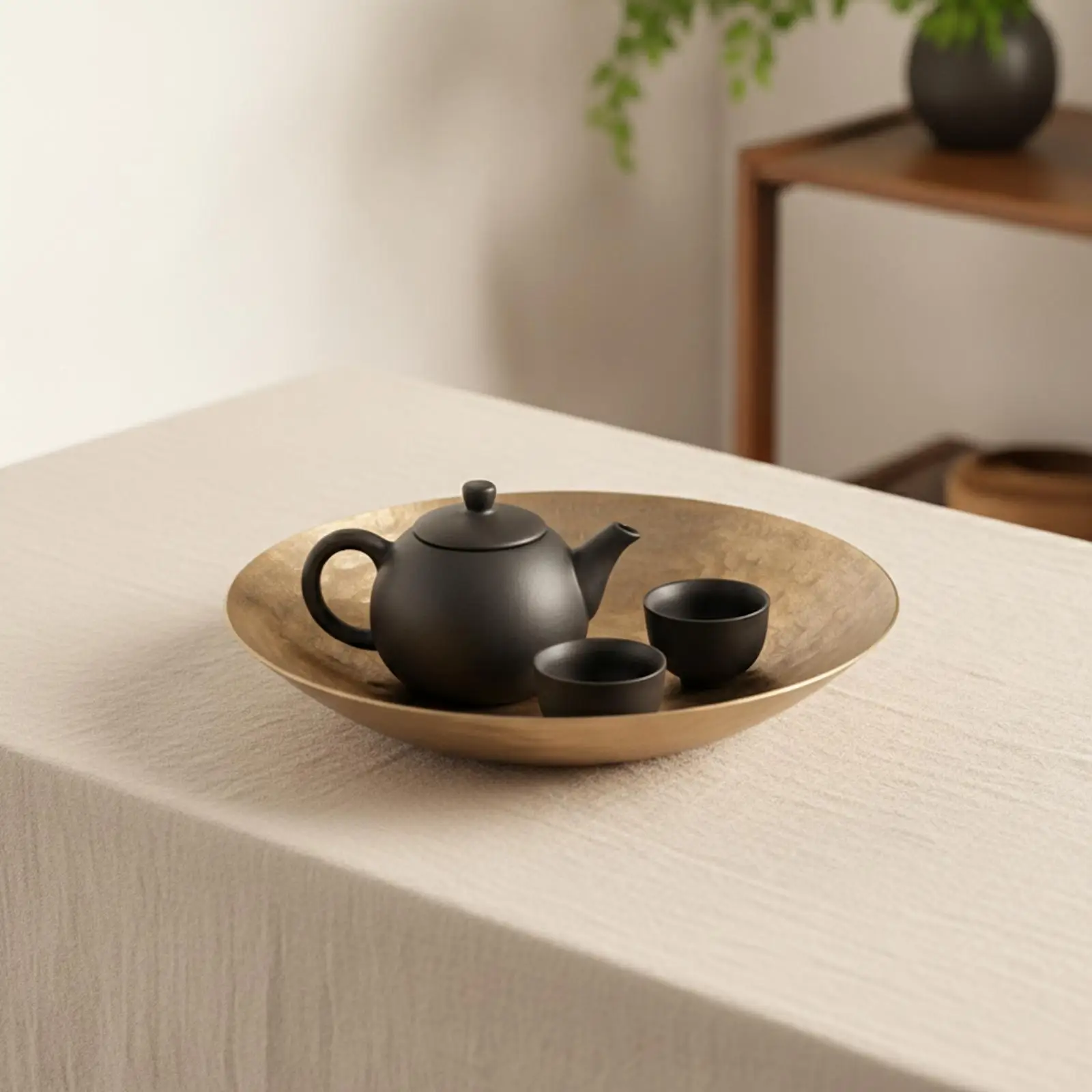 Dimpled Surface Decorative Tray for Living Room Fruit Display Candle Holder Shallow Serving Utensil Organizer