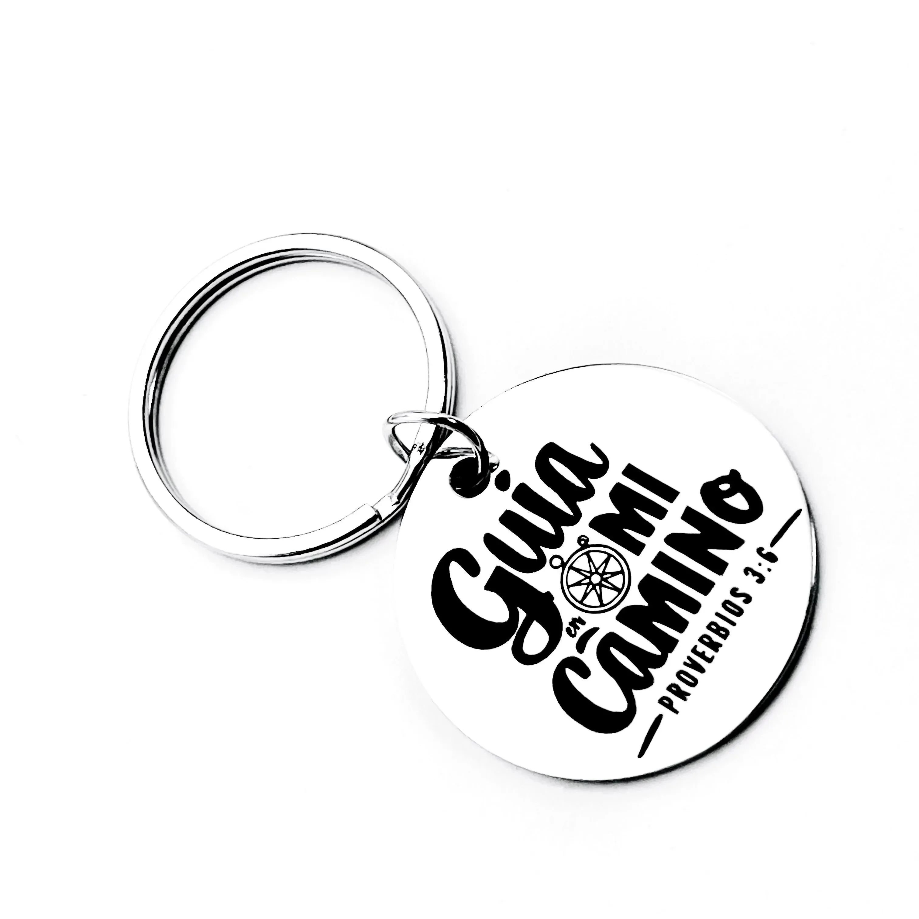 الأمثال الإسبانية 3:6 سلسلة مفاتيح من الفولاذ المقاوم للصدأ، اقتباسات ملهمة، ملهمة وإيجابية، هدية مثالية للأصدقاء في المهرجانات