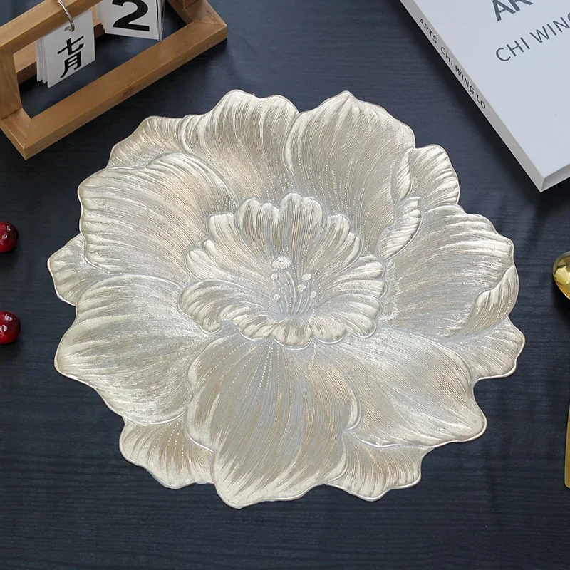 6/4pcs Creative Flower Shaped Placemat PVC Dining Table Decoration Mat Bowl and Plate Tableware Mat Tea Coffee Table Cup Coaster