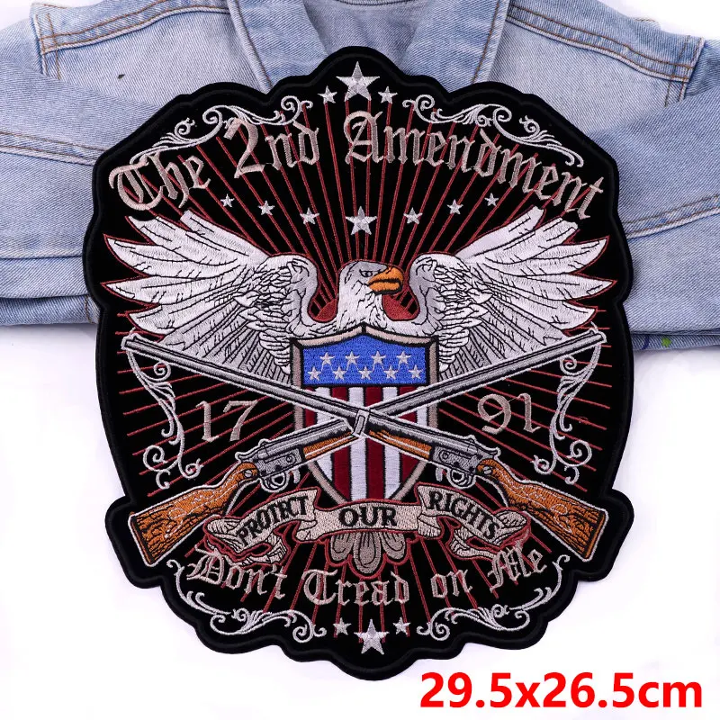 Big Punk Embroidery Patch Eagle Motorcycle Biker Back Embroidered Patches On Clothes Sew Badge Iron On Patches For Clothing DIY