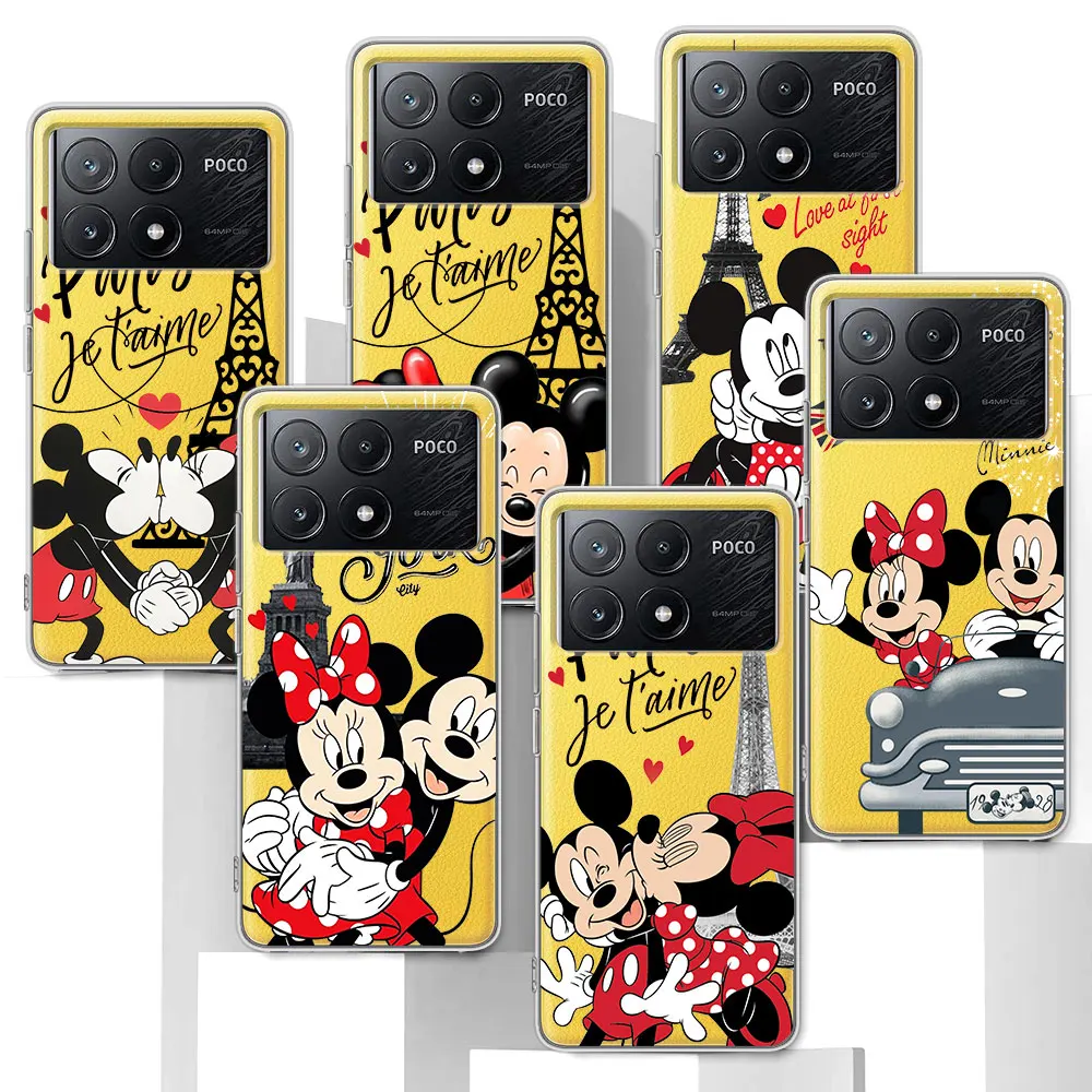 Mickey Minnie London Kiss Case for Xiaomi Poco M3 M5 X4 F4 F5 M4 M5s X3 NFC X5 X6 F1 F2 Pro F3 GT TPU Transparent Phone Cover