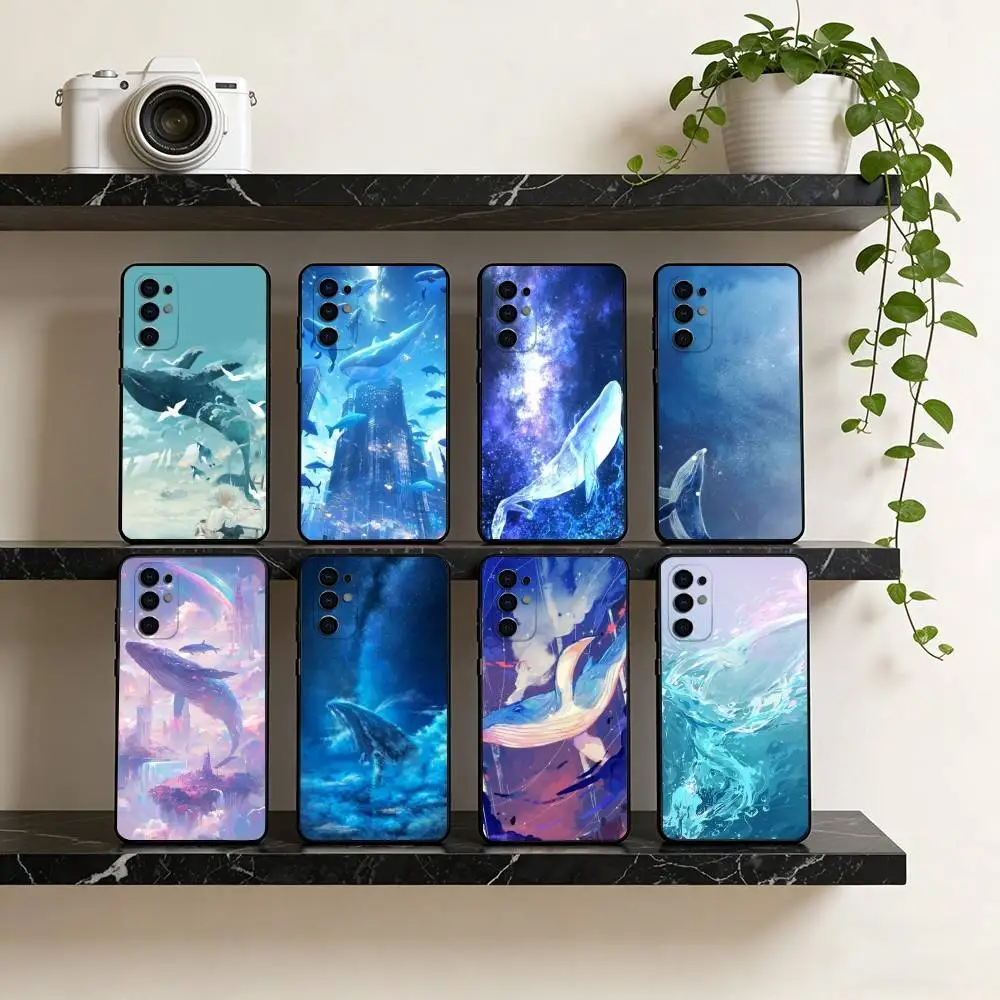 Deep sea, starry sky, blue whale. Phone Case For Samsung S25,S24,S21,S22,S23,S30,Ultra,S20,Plus,Fe,Lite,Note,10,Black Cover