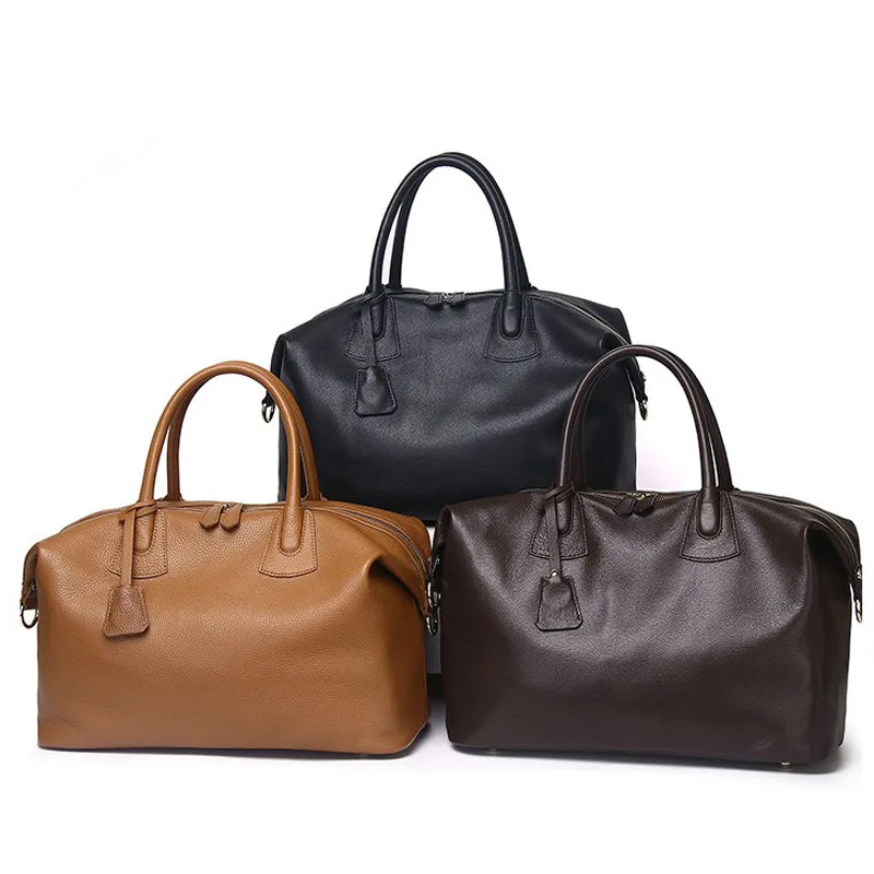 Women Duffle Bag Large Capacity Genuine Leather Duffel Handbag Luxury Female Weekender Tote Bags Ladies Travel Shoulder Shopper