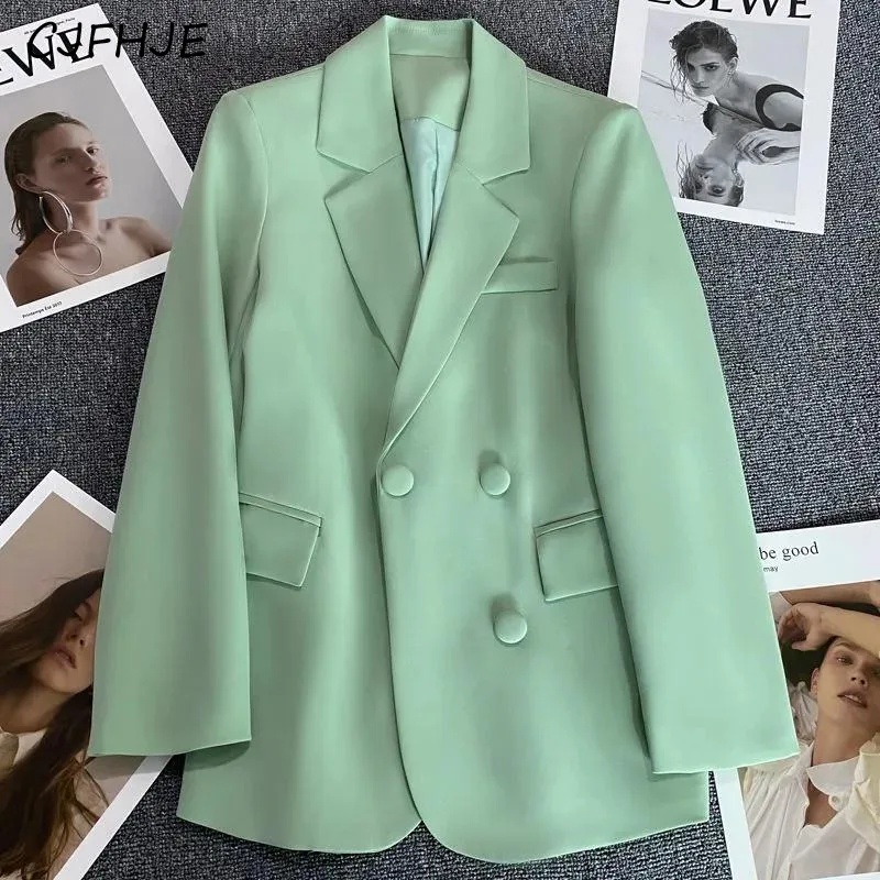 

CJFHJE Spring Women's Versatile Green Suit Coat Korean Fashion Temperament Leisure Women Elegant Retro Long Sleeved Suit Coat